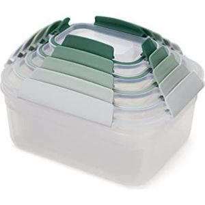 Joseph Joseph Nest Lock, 5-stuks Plastic voedselopslagcontainer met deksels, lekvrij, luchtdicht, ruimtebesparend, BPA-vrij- Groen