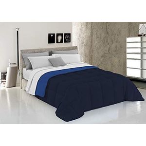 Italian Bed Linen Winterdekbed, elegant, microvezel, donkerblauw/koningsblauw, voor 2 personen