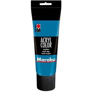 Marabu 12010025056 - Acryl Color cyaan 225 ml, romige acrylverf op waterbasis, sneldrogend, lichtecht, waterbestendig, voor het aanbrengen met kwast en spons op canvas, papier en hout