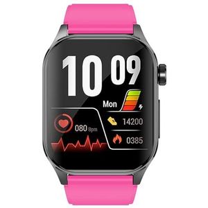 Knauermann PRO 3 (2024) Zwart - gezondheidshorloge smartwatch met telefoonfunctie - OSRAM sensoren - ECG + HRV-functie - BT Bluetooth - slaapapneu - bloeddruk - siliconen band roze, 14-24, zwart,