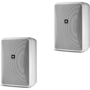 JBL Professionele CONTROL 28-1-WH wandgemonteerde luidspreker voor binnen en buiten, brede geluidsdekking, 8 inch, 120 watt bij 8Ω, hoge output achtergrond, weerbestendige voorgrond luidspreker.