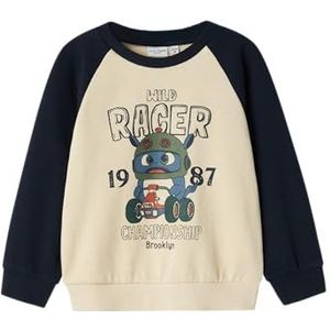 NAME IT Jongens Nmmvildar Ls Sweat Box Bru Sweatshirt, Summer Sand/Print: racer, 98