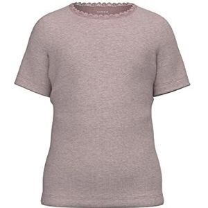 NAME IT Girl's NKFKAB SS Slim TOP NOOS T-shirt, Deauville Mauve/Detail: Melange, 116, Deauville Mauve/Detail: melange, 116 cm
