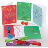 Baker Ross FE942 Kerst borduur kaarten sets - Pak van 6, maak je eigen kerstkaarten, inleiding tot rijgen voor beginners, educatief handwerk voor kinderen