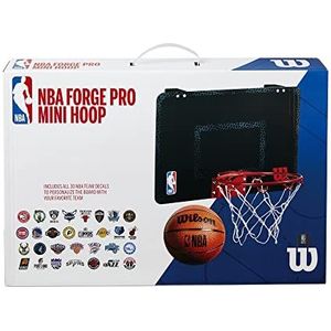 Wilson Mini basketbalring, NBA Forge Pro model, incl. sticker van alle teams, 46 x 28 cm rugboord formaat, zwart