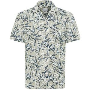 MUSTANG Heren Style Collin Shirt Klassiek hemd, 2312_Bamboe Two-Color AOP_Green 12463, L, 2312_bambus Two-color Aop_green 12463, L