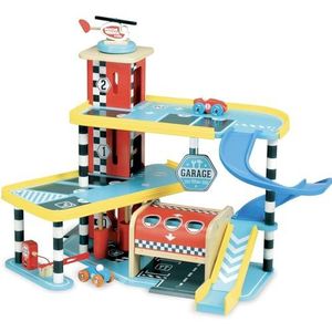 Vilac - Grote Garage - Inclusief 2 Auto's en 1 Helikopter - Hout - 3 Jaar+