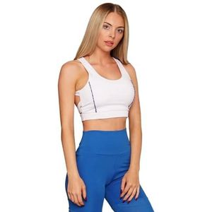 One Athletic Lorella Med Impact Cropped Sportbeha voor dames, X-Small, wit