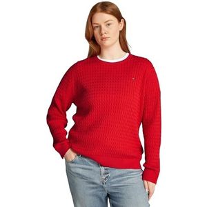TOMMY HILFIGER Dames CRV CO CABLE C-NK LS SWEATER WW0WW46080, rood, 46, Rood (primair rood), 72 NL