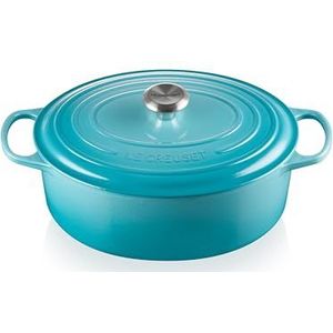 LE CREUSET Signature Braadpan met deksel ovaal geëmailleerd gietijzer, 31 cm, 6.3 liter, caribbean blue