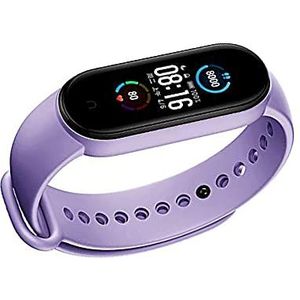 Reservebandjes compatibel met Xiaomi Mi Band 5 bandzachte siliconen armbanden, sport verstelbare polsband voor dames en heren, lavendel