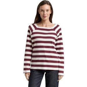 TOM TAILOR - Shirt - Bordeaux/Wit - Lange Mouwen - Recht Model