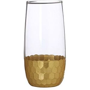 Premier Housewares vastrid High Ball glazen, goud, 7 x 7 x 15 cm, 4 stuks