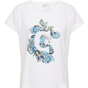 Cream Dames T-shirt Graphic Tee Short Sleeved Printed Top Regular Fit Dames, River Blue Cream, M
