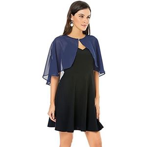 olyrjie Womens Shawls and Wraps for Evening Dress Chiffon Shawl Cape Wedding Guest Bridesmaid Capelets Scarves(Chiffon Navy)