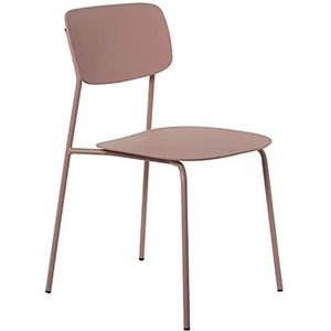 DRW Set van 4 stoelen van polypropyleen en metaal in roze, 43 x 48 x 78 cm, zithoogte 44 cm