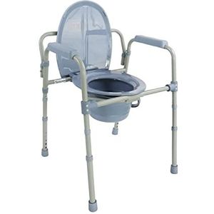 PEPE - Handicap Toiletstoel voor Ouderen, Toiletcommode voor Senioren in Hoogte Verstelbaar, 3 in 1 Toiletstoel met Emmer, Bedside Commode Pot, Commode Stoel voor Toilet met Armen en Emmer, Grijs