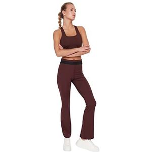 Trendyol Dames sportkleding normale taille rechte joggingbroek bruin, L, BRON, L