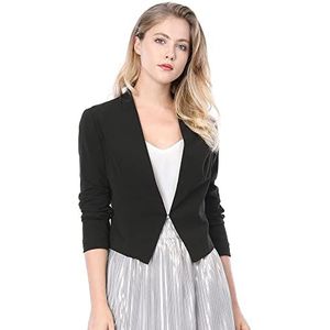 Allegra K dames Cropped Blazer officiële open voorkant kraagloze pak jas