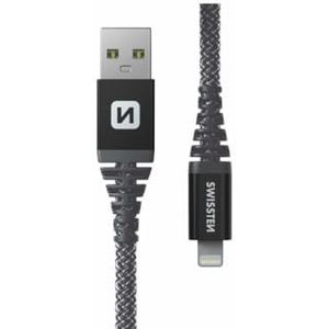 Swissten - Extreem duurzame USB/Lightning-kabel - Versterkt met Kevlar vezels - Oplaad- en datakabel - Ondersteunt snel opladen tot 60W - 1,5m - Zwart