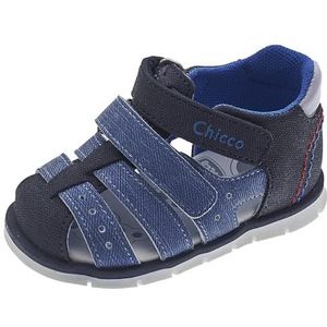 Chicco, Sandaal Met Dubbel Klittenband En Gesloten Teen, Kinderen En Tieners, Spijkerbroek (1), 18 EU, Design in Italië
