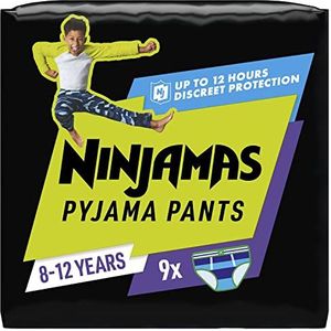 Ninjamas Pyjama Pants Jongen, 9 Pyjamabroekjes, 8-12 Jaar, 27-43kg, De Hele Nacht Lang Bescherming Tegen Lekken