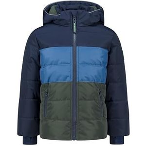 Winterjas voor jongens, warm gewatteerd in colorblocking-stijl, True Navy, One size