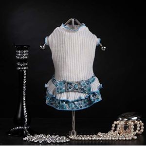 Trilly Tutti Brilli Sara jurk van wol met bloemenpatroon en broche strik strass wit, XS - 1 product
