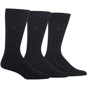 Chaps Mens Classic Crew - 3 Pair Pack Pattern And Solid Color Designs Dress Sock, Diamond (Black), 6-12 US