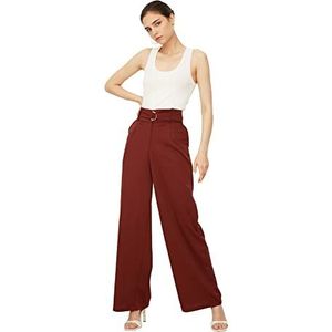 Trendyol Vrouwen Plus Size Hoge Taille Rechte Pijpen Plus Size Jeans, Bruin, L
