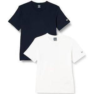 Champion Legacy Icons S/S 2P Crewneck T-shirt, wit/marineblauw, XS SS24, wit/marineblauw, XS
