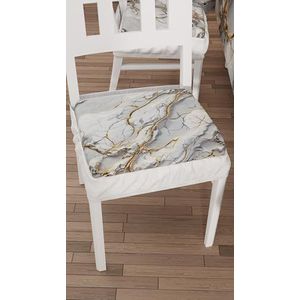 PETTI Artigiani Italiani - Zitkussen voor keukenstoelen, set van 6, lichtgrijs marmereffect, 40 x 40 cm, vierkante stoelhoezen met elastiek voor eetkamer, microvezel, 100% Made in Italy