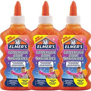 Elmer's PVA Glitter lijm | Oranje | 177 ml | Wasbaar | Geweldig voor het maken van slijm | 3 Count