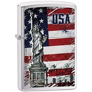 Zippo Statue of Liberty Flag Benzineaansteker, messing, roestvrij staal-look, 1 x 6 x 6 cm, 33