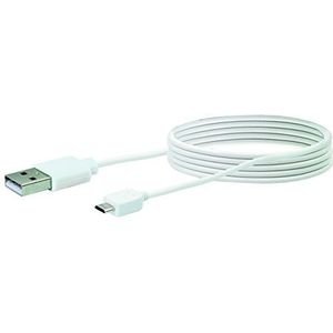 SCHWAIGER -LK200M 532- Micro USB Sync & Laadkabel | USB 2.0 A Plug > USB Mircor B Plug | geschikt voor Smartphone, Tablet, Camera, Powerbank | 2 m | wit