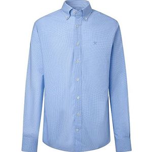 Hackett London Essential Gingham Shirt voor heren, Wit/Sky, XS