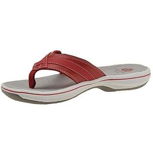 Clarks Breeze Sea Teenslippers voor dames, Nieuw Rood Synthetisch, 40 EU