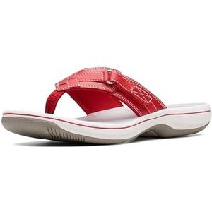 Clarks Breeze Sea Teenslippers voor dames, 10,11,12,5,6,7,8,9 M Volwassenen, Nieuw Rood Synthetisch, 40 EU