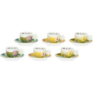 THUN Set van 6 espressokopjes van porselein Florianne lente