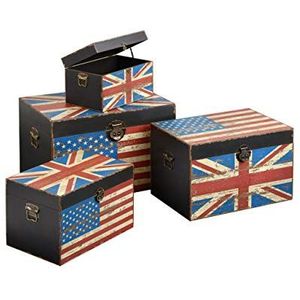 Premier Housewares kisten met motief Britse en Amerikaanse vlag, set van 4
