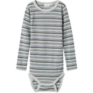 NAME IT Nmmwomi Wool/Modal Ls Body, grijs, 104 cm