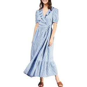 People Tree V&a Izzy wikkeljurk voor dames, Multi op Placid Blauw, 36 NL