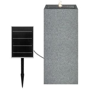 Dehner Glonn fontein op zonne-energie, vorstbestendig, fontein voor buiten, met ledverlichting, ca. 90 x 35 x 35 cm, polyethyleen, grijs