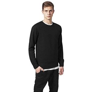 Urban Classics Herentrui Diamond Quilt Crewneck, fijn gewatteerde effen trui voor mannen, zwart, M