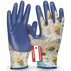 Gebol Gardeluxe ""bee-friendly"" Kids Blauw | 1 paar | tuinhandschoenen voor kinderen in bijdesign | Limited Edition | zeer zachte coating | voor kinderen van 4 tot 8 jaar | blauw, kleurrijk | XXS
