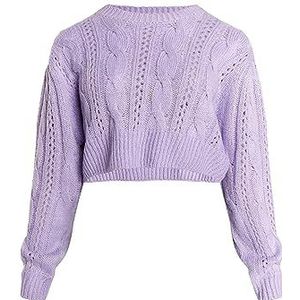 myMo Dames gebreide cropped pullover 12428626-MY010, violet, XS, paars, XS