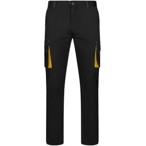 VELILLA 103024S; stretchbroek, tweekleurig, met meerdere zakken, zwart en geel, maat 60, L, 58