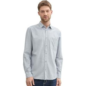 TOM TAILOR heren overhemd, 36016 - Witte Mint Geruite Structuur, L