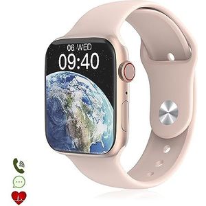 DAM W29 MAX Smartwatch met 2.1 display en always on modus, 24 uur hartslagmeter, O2 in het bloed, app-meldingen, 4,8 x 1,1 x 3,9 cm, kleur: roze