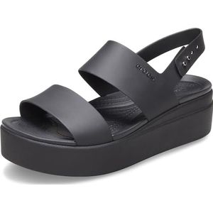 Crocs Brooklyn sandalen met lage sleehak voor dames, Zwart/Zwart, 38 EU